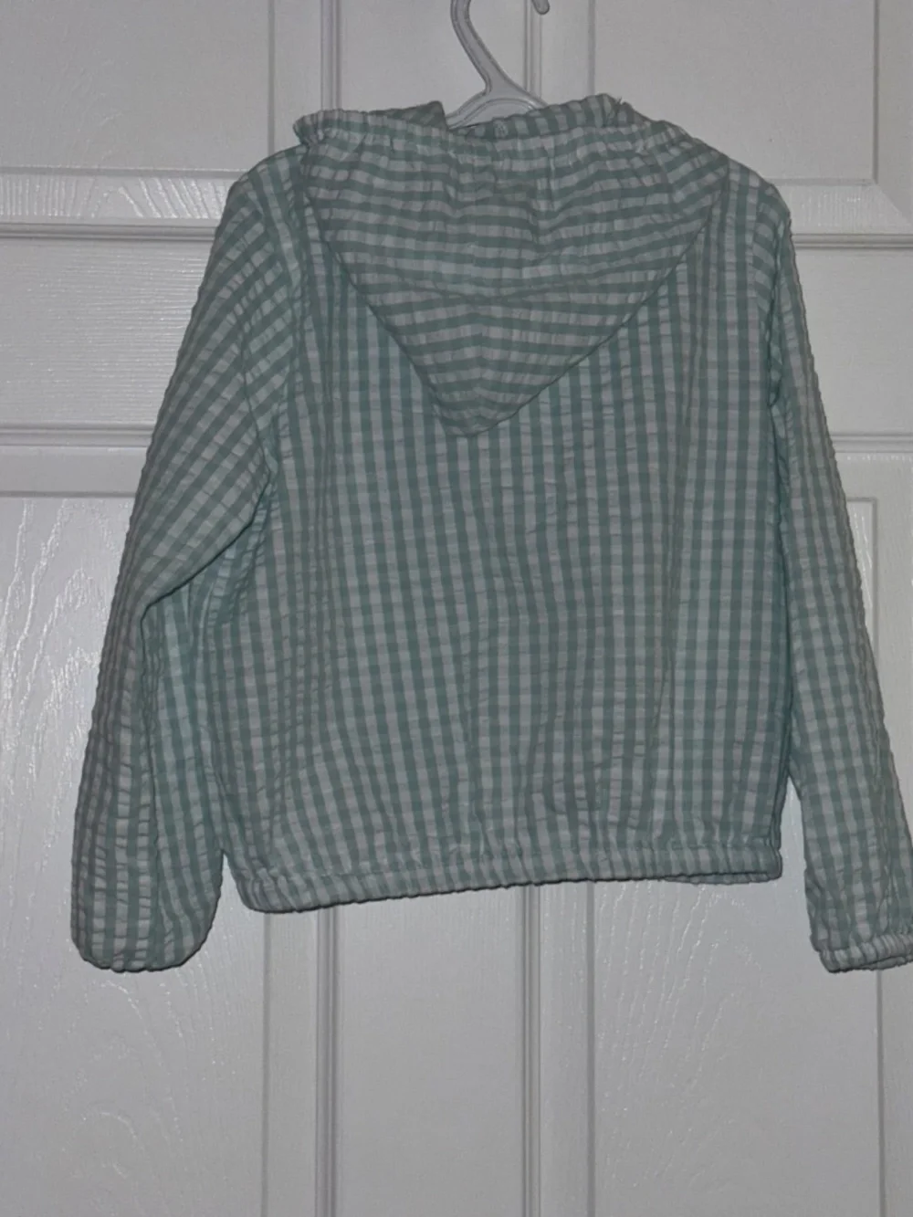 Sweet Heart Rose Mint Green & White Gingham Hooded Zip Jacket Size 6x